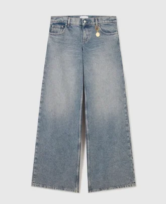Vintage-Waschung Weite Jeans