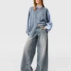 Vintage-Waschung Weite Jeans
