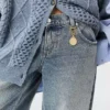 Vintage-Waschung Weite Jeans