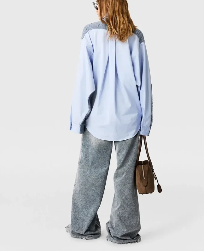 Vintage-Waschung Weite Jeans