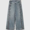 Weite Jeans mit Schnürung