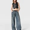 Weite Jeans mit Schnürung