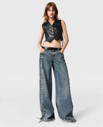 Weite Jeans mit Schnürung