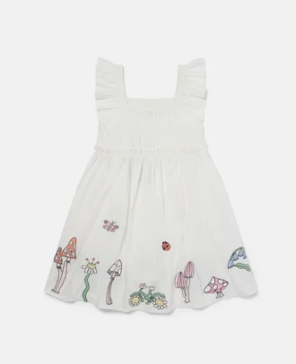 Woodland Friends Plissee-Kleid mit Flügelärmeln