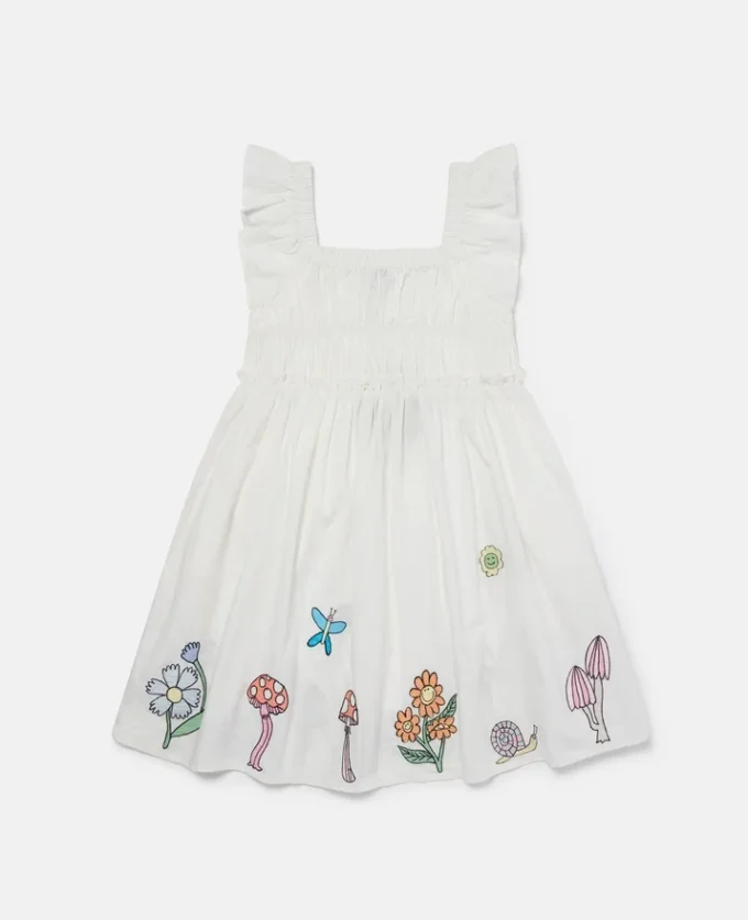 Woodland Friends Plissee-Kleid mit Flügelärmeln