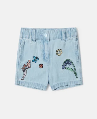 Woodland Friends Shorts aus elastischem Denim