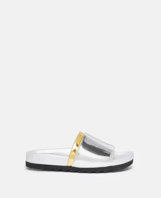 Zweifarbige Slide-On-Sandalen