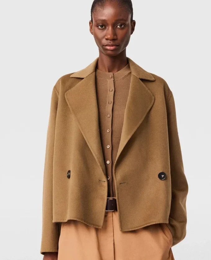 Zweireihige, verkürzte Peacoat-Jacke