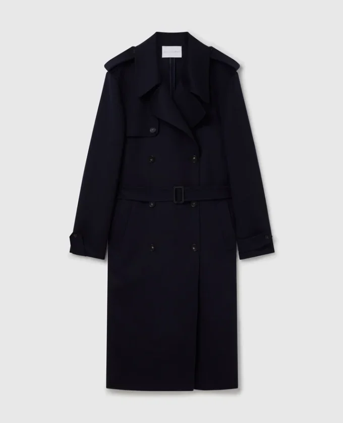 Zweireihiger Trenchcoat mit Gürtel